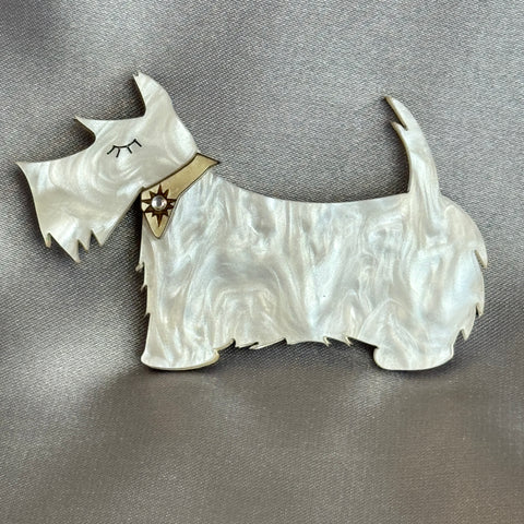 White Scotty - Brooch - Made to order