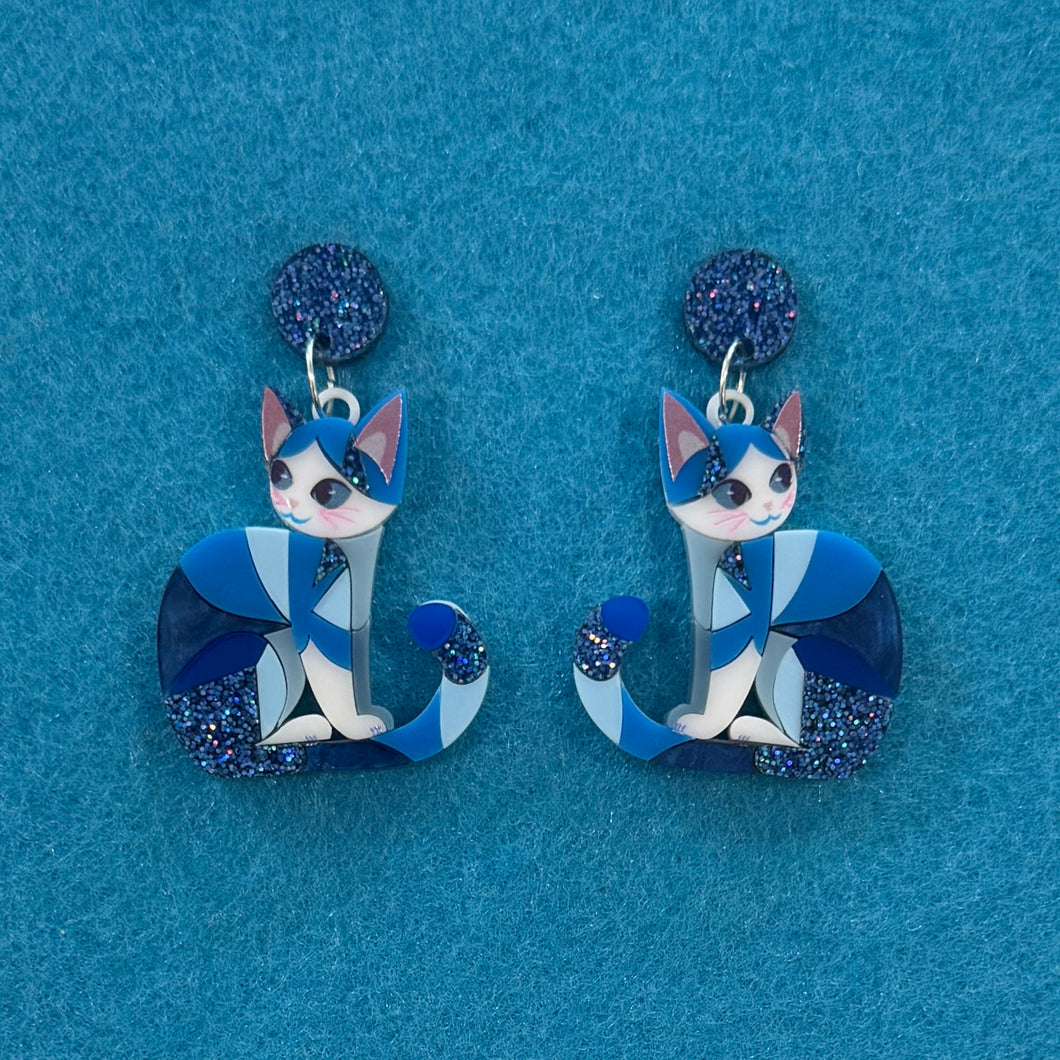 Sapphire 🩵 cat - earrings