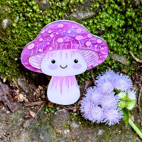 Lilac Shroomie - Mini Brooch