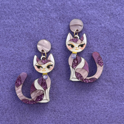 Amethyst 💜 cat - earrings