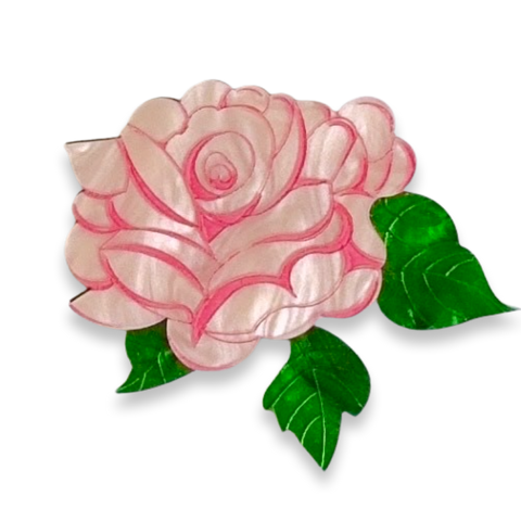Pink rose - mini brooch