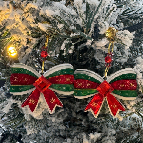 Christmas Bow - earrings