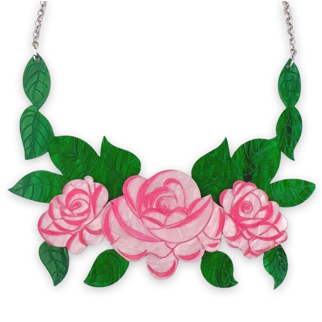 Pink rose - necklace