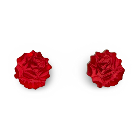 Red rose - stud earrings
