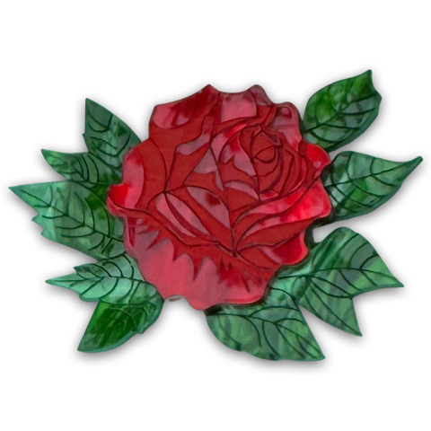 Red rose - mini brooch