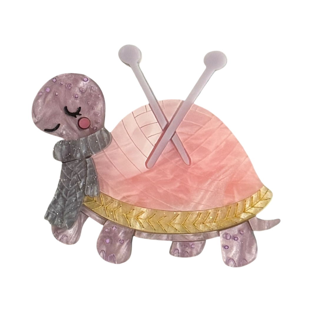Jessica the knitting tortoise 🐢 - Brooch