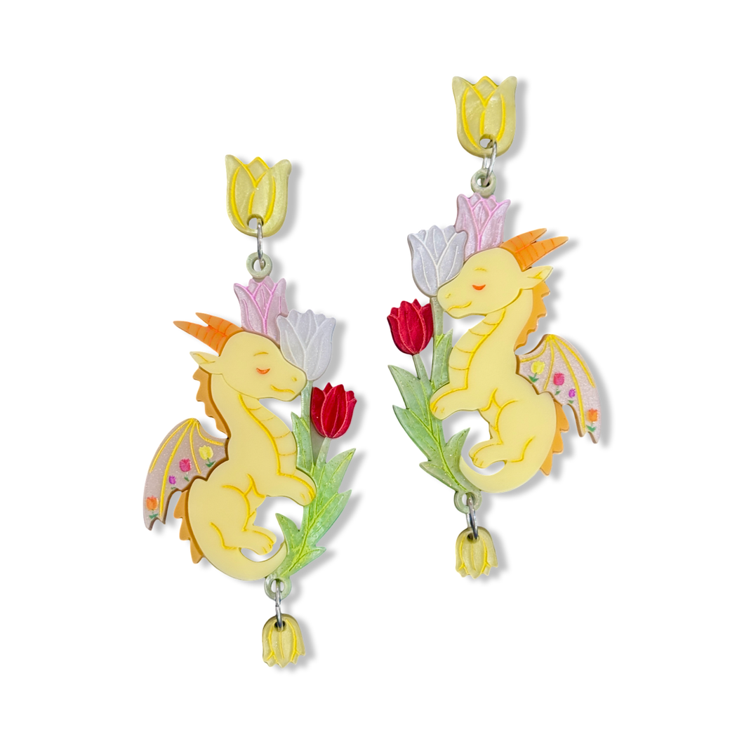 Tulip dragon  - earrings
