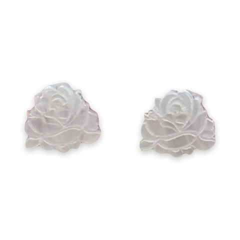 White rose - stud earrings