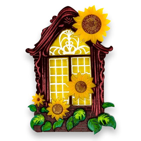 Radiant Reflection: The Sunflower Window 🌻 - brooch