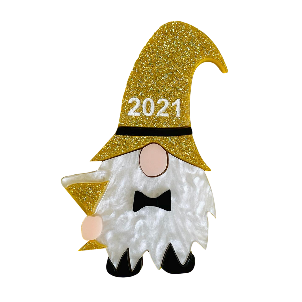 The New Years 2021 gnome  - Brooch