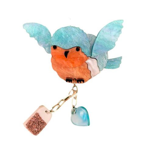 Blue Bird Teabag- Brooch