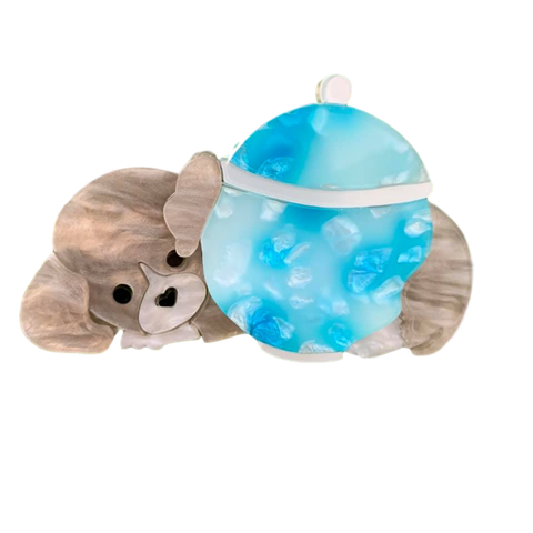 Blue Puppy dog sugar bowl - Brooch