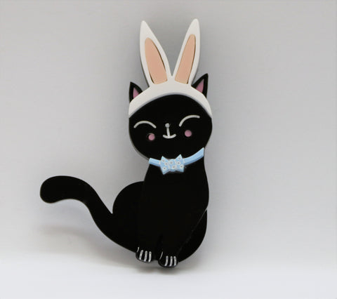 Easter Black Kitty - Brooch