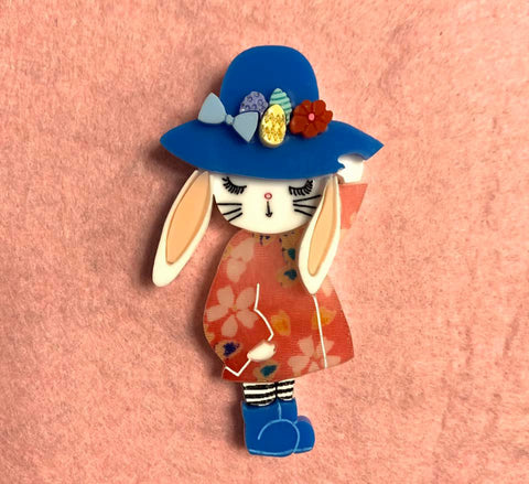 Ruby - Easter Hat Parade Rabbit Brooch