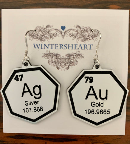 Gold & Silver periodic table earrings