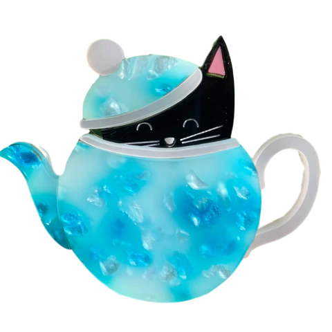 Blue Tea pot- Brooch