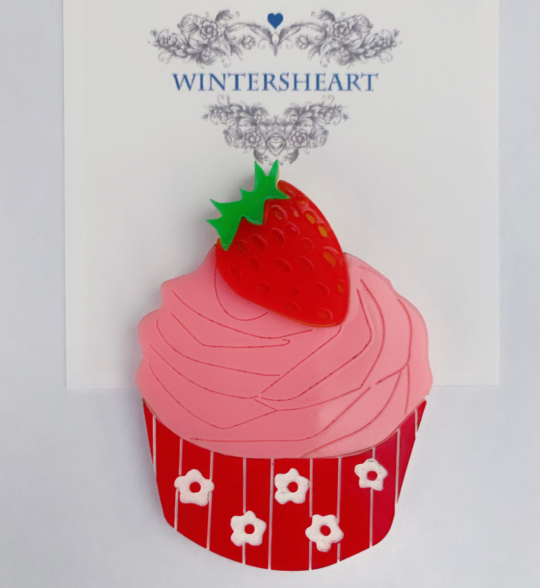 Strawberry Cupcake - Brooch