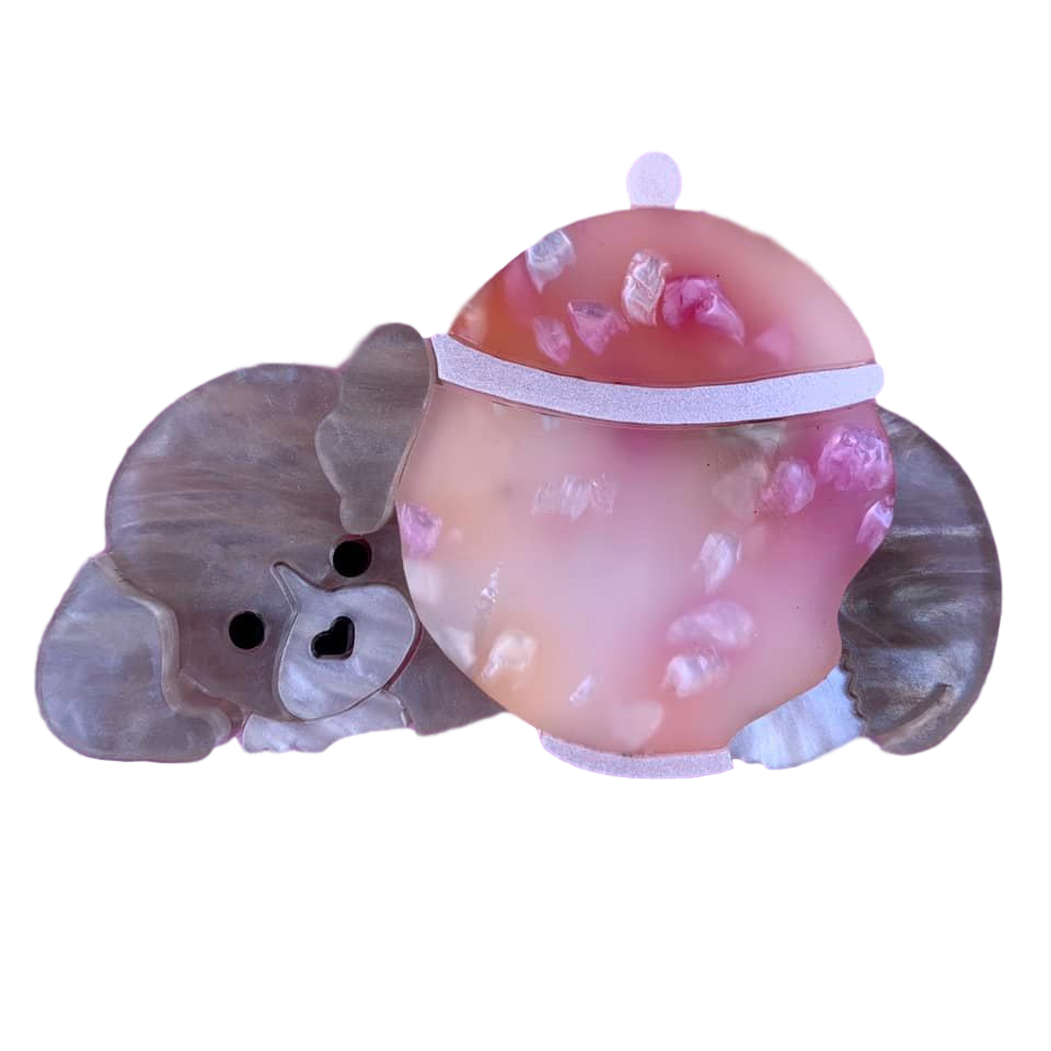 Pink Puppy dog sugar bowl - Brooch
