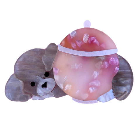 Pink Puppy dog sugar bowl - Brooch