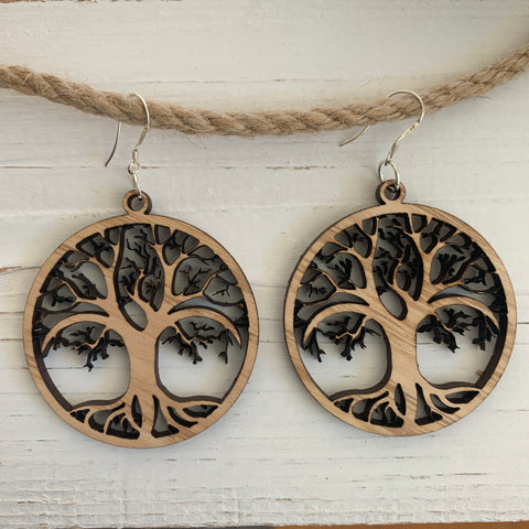 Cherry solid large circle tree earrings