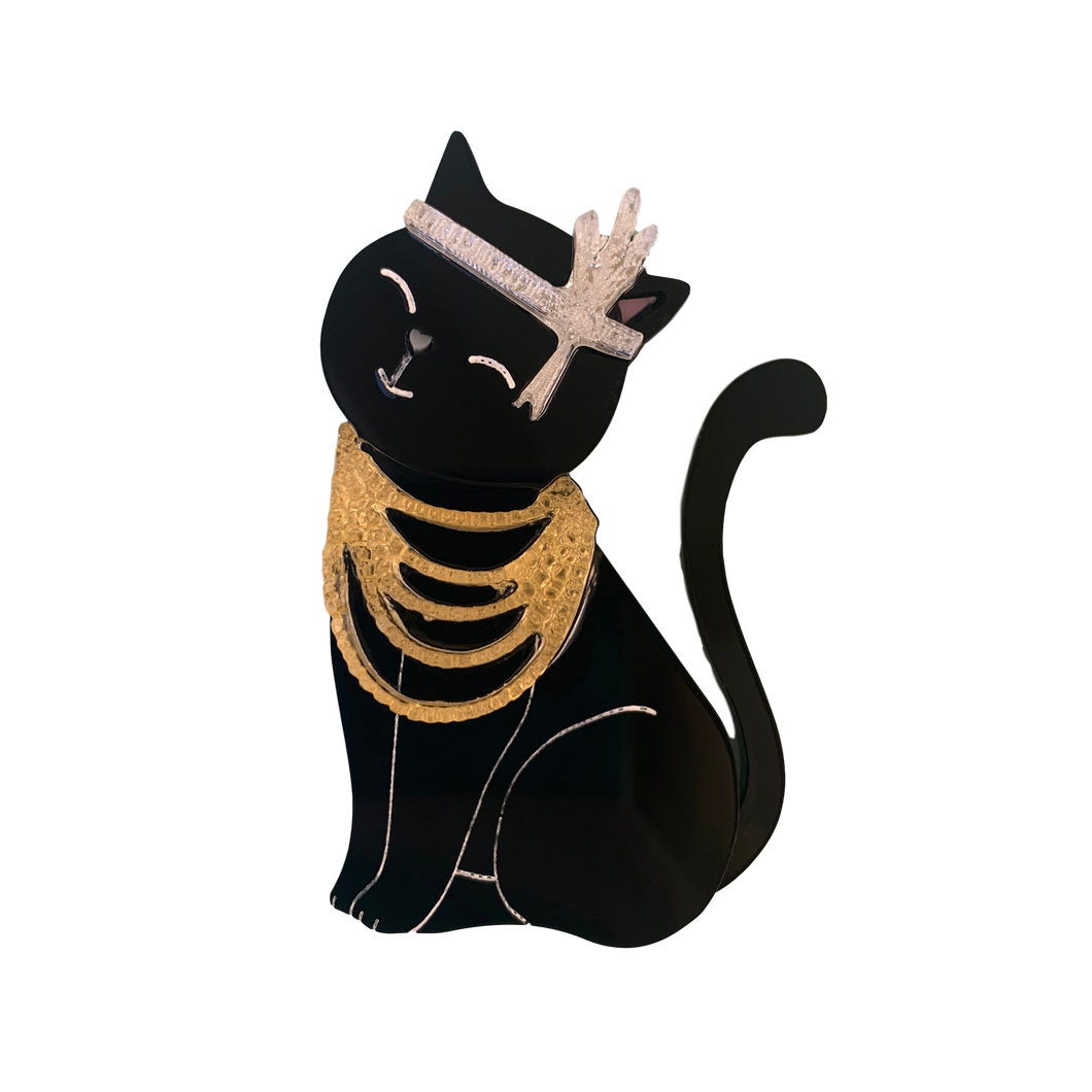 Mrs Catsby black kitty brooch