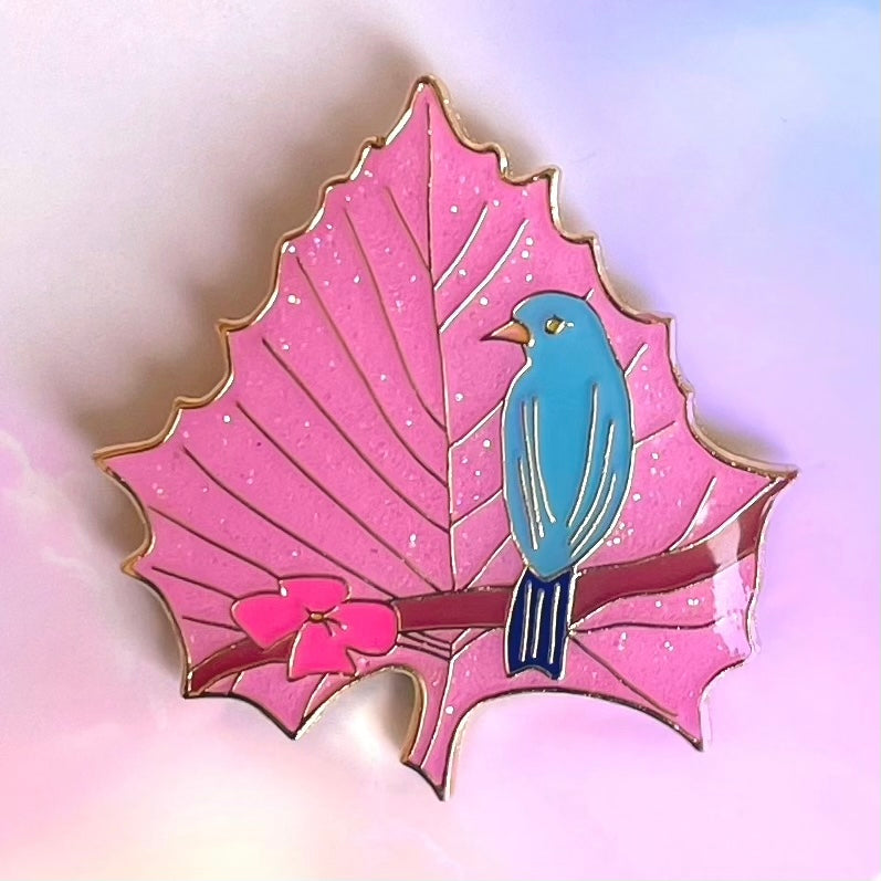 Cherry Blossom Blue Bird - pin