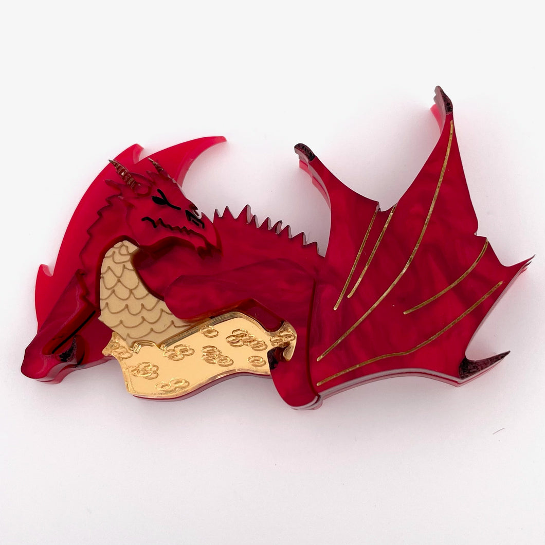 Hoarding Red Dragon - Brooch