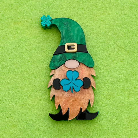 St Patrick's Day Gnome  2021 - Brooch