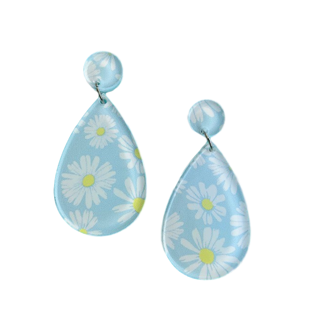 Snowy daisy pattern - earrings