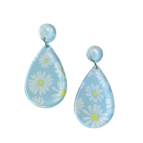 Snowy daisy pattern - earrings