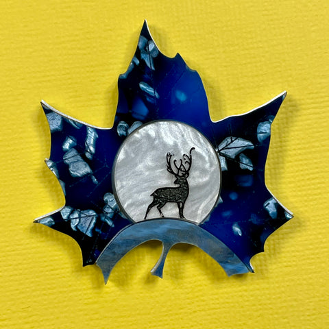 Midnight Deer Leaf 🍁- Brooch