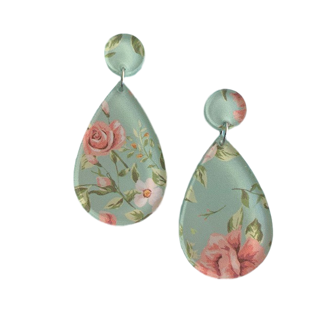 Minty flowers pattern - earrings