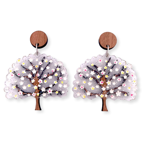 White Cherry Blossom tree - Earrings