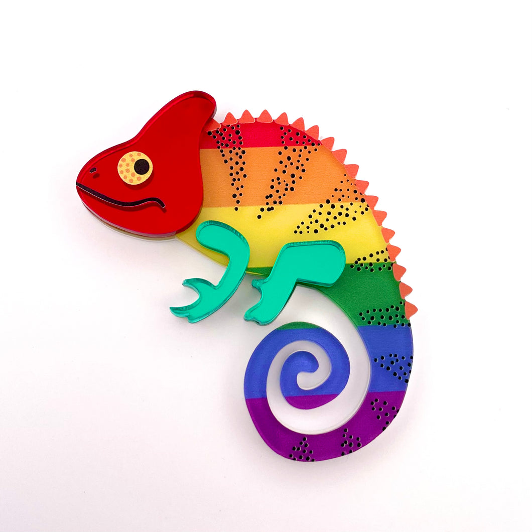Rainbow chameleon Brooch