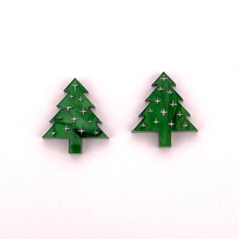 Christmas tree silver- Stud Earrings