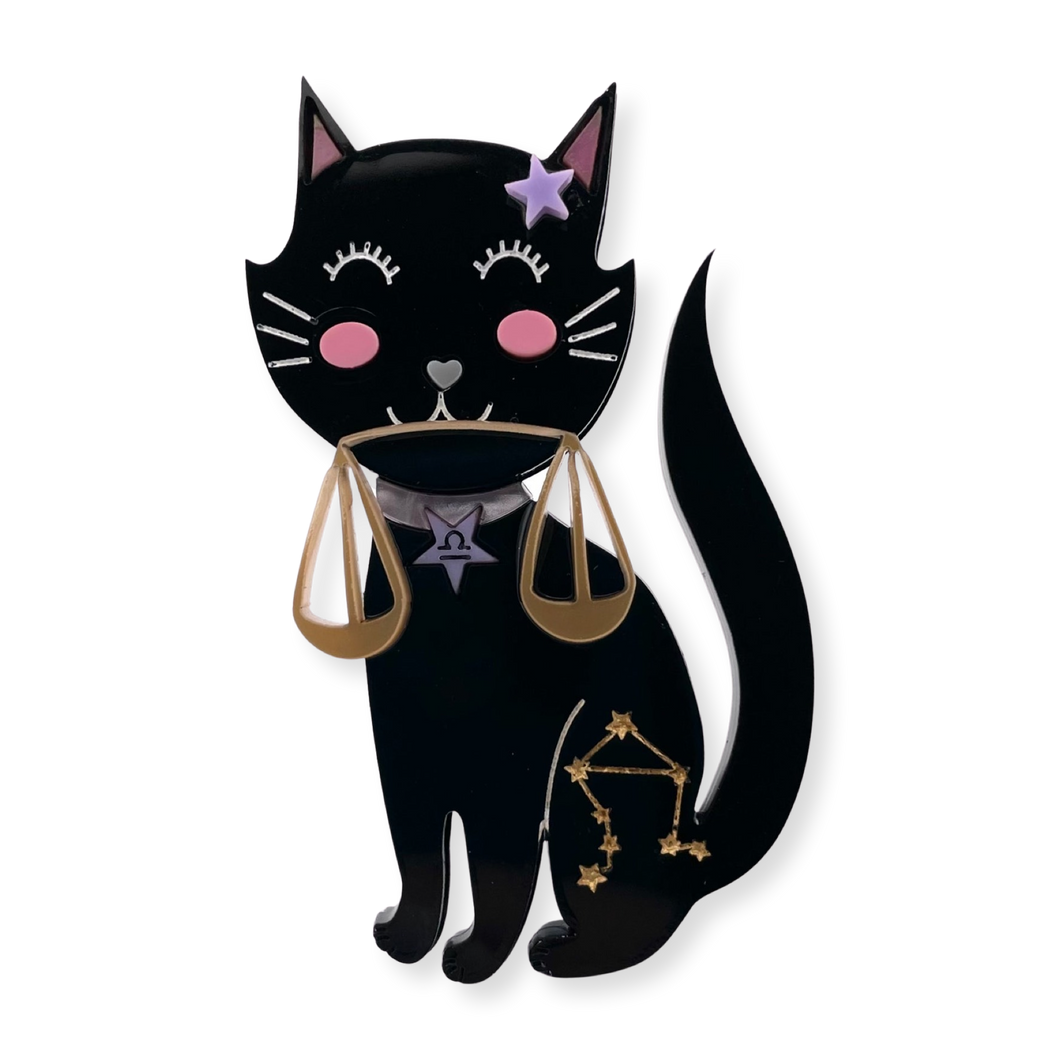 Libra - Black Kitty brooch
