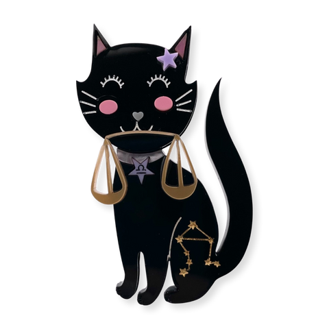 Libra - Black Kitty brooch