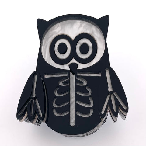 Bones the ☠ skeleton 🦉 owl - Brooch