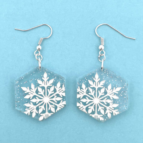 Snow flake drop earrings