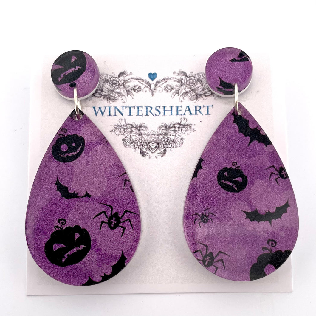 Purple Halloween acrylic earrings