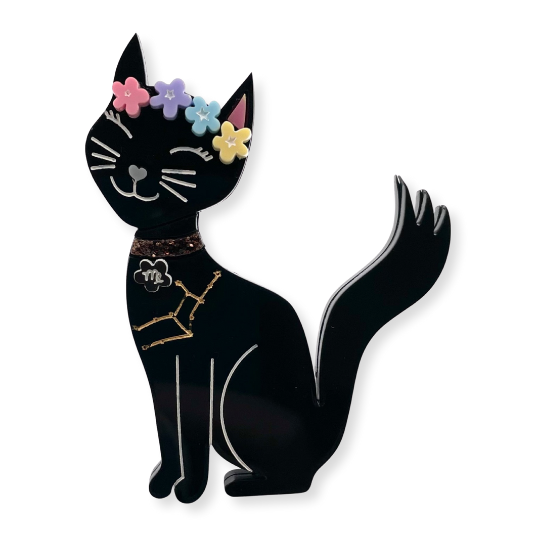 Virgo - Black Kitty brooch