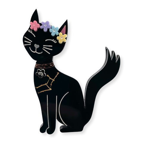 Virgo - Black Kitty brooch