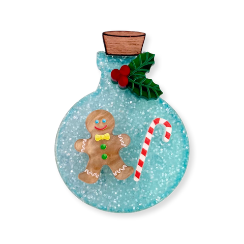 Gingerbread tiny bottle - Mini Brooch