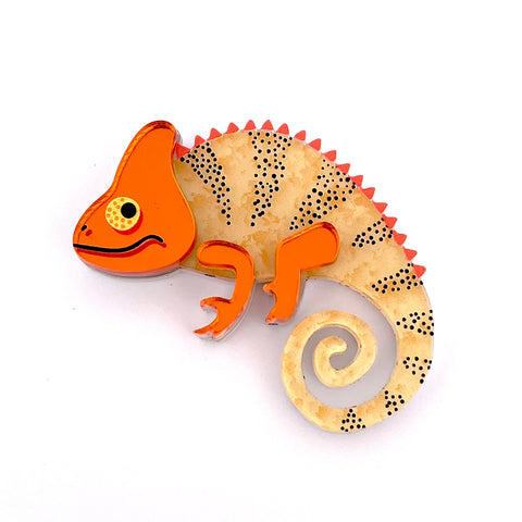 Orange 🍊 chameleon - mini Brooch