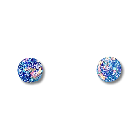 Blue glitter studs - earrings