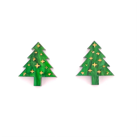 Christmas tree gold - Stud Earrings