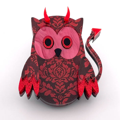 Scarlett the 😈 demon 🦉 owl - Brooch
