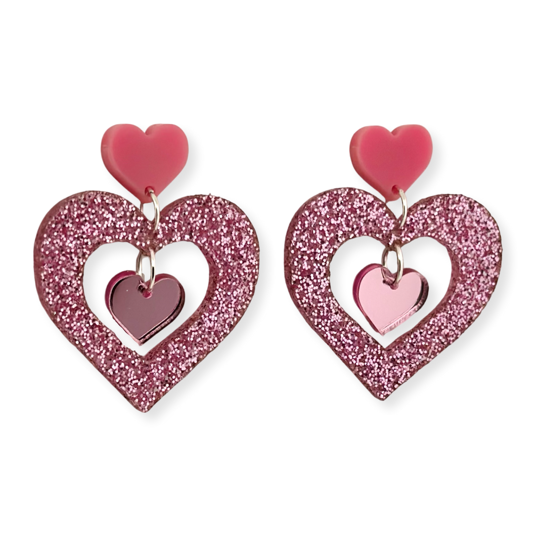 Pink Heart earrings