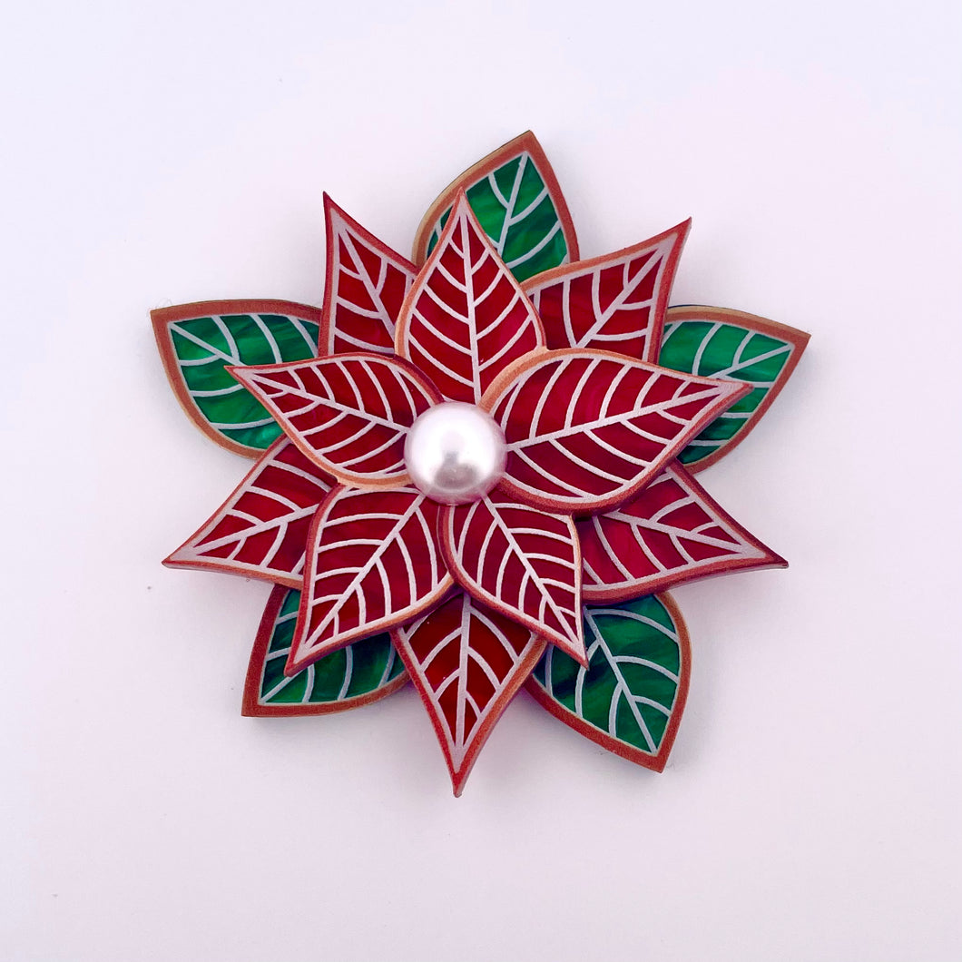 Poinsettia red - Brooch