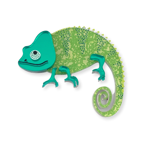 Lime chameleon - mini Brooch